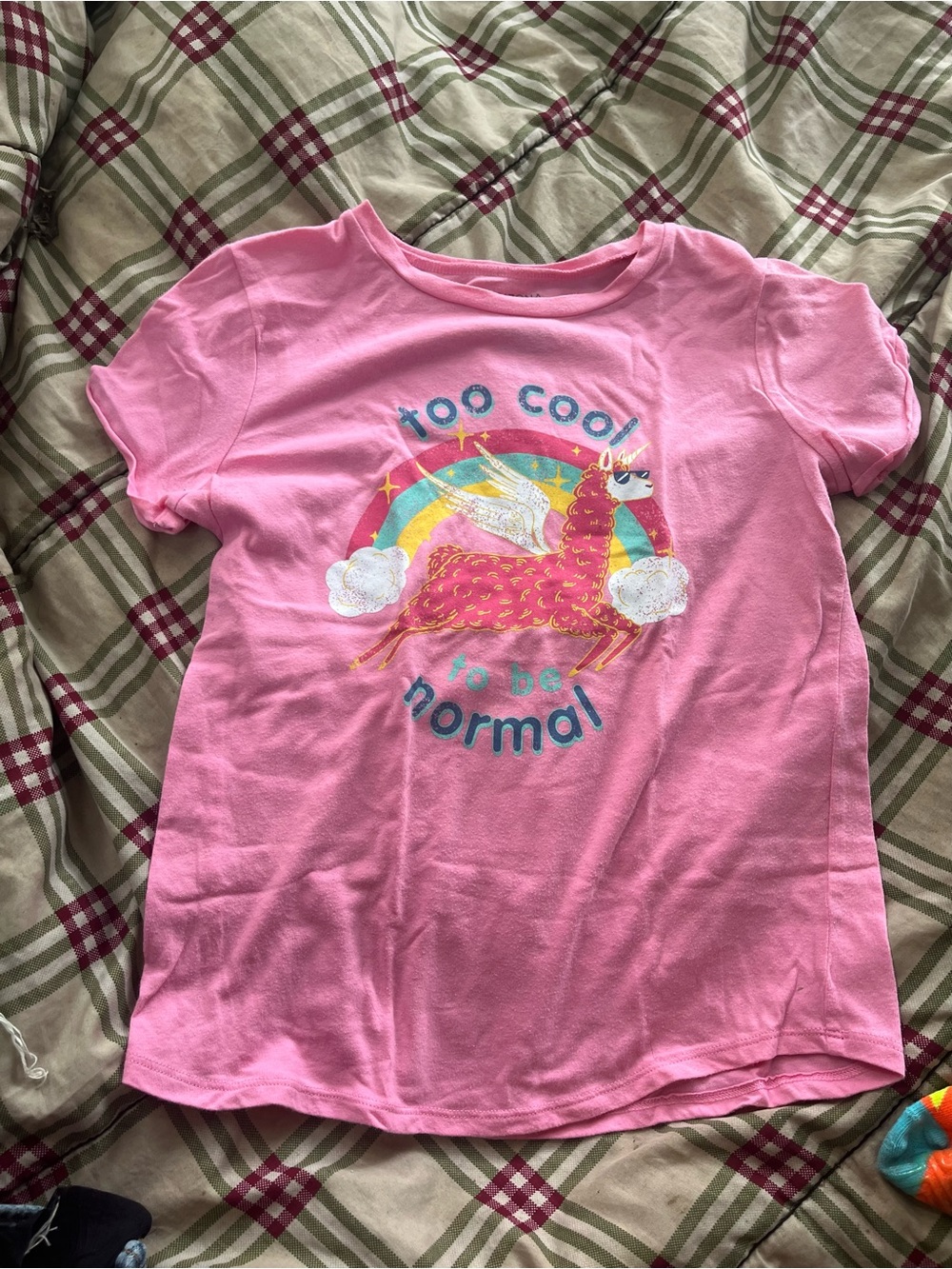 Arizona Jean Company Pink Unicorn Rainbow 'Too Cool to Be Normal' Tee